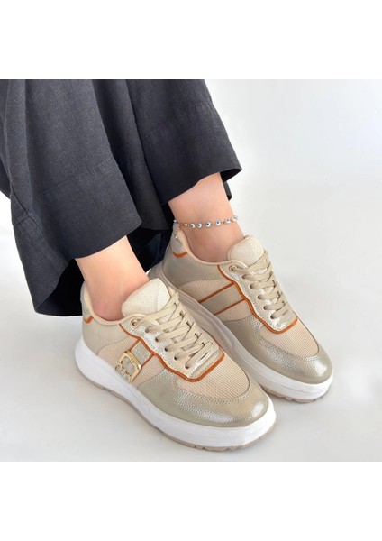 Xmpdby Tanwe Bej Cilt Bağcıklı Spor Ayakkabı (Numara: 39) fırsatları