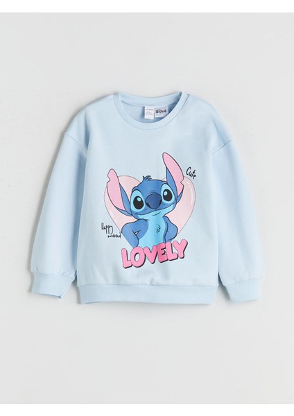 Lcw Yeni Lcw Kids Bisiklet Yaka Lilo ve Stitch Baskılı Kız Çocuk Sweatshirt