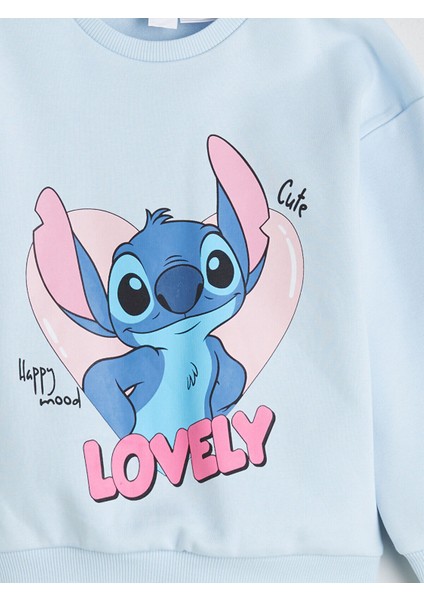 Lcw Yeni Lcw Kids Bisiklet Yaka Lilo ve Stitch Baskılı Kız Çocuk Sweatshirt modelleri