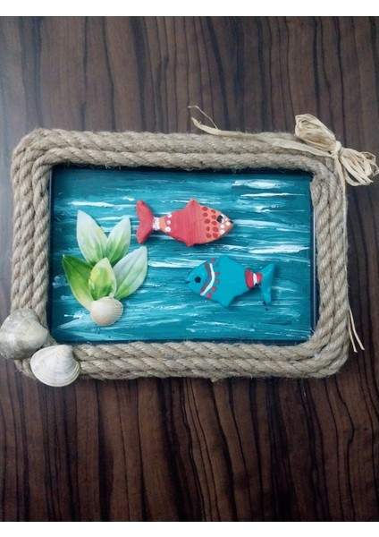 Dekoratif Çerçeve Deniz Balık Yılbaşı Hediyelik Duvar Süsü Obje Pano indirimleri