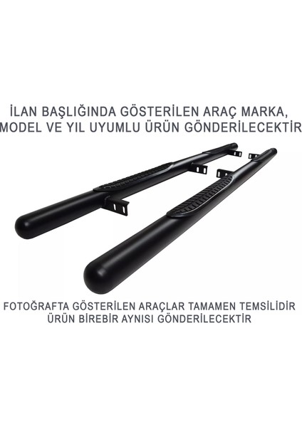 – Transporter T4 Kısa Şase 1995-2004 Uyumlu Krom Ø70 Yan Basamak | Tubular C Modeli Siyah