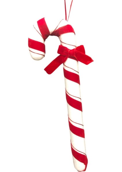 Yılbaşı Baston Kırmızı Beyaz Şeker Süs Yılbaşı Ağaç Süsü 50 cm