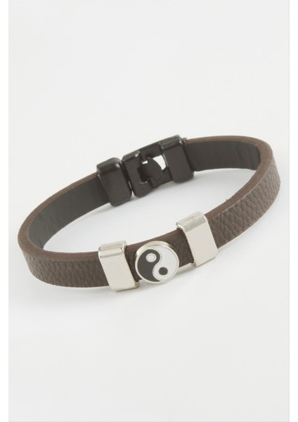 Ying Yang Kaliteli Suni Deri Bileklik