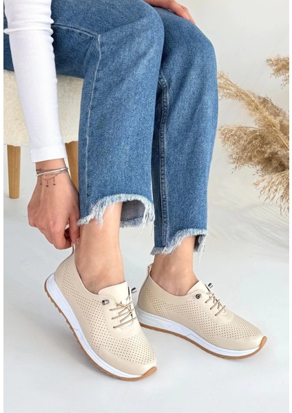 Xmpdby Tone Bej Cilt Bağcıklı Spor Ayakkabı (Numara: 36) modelleri