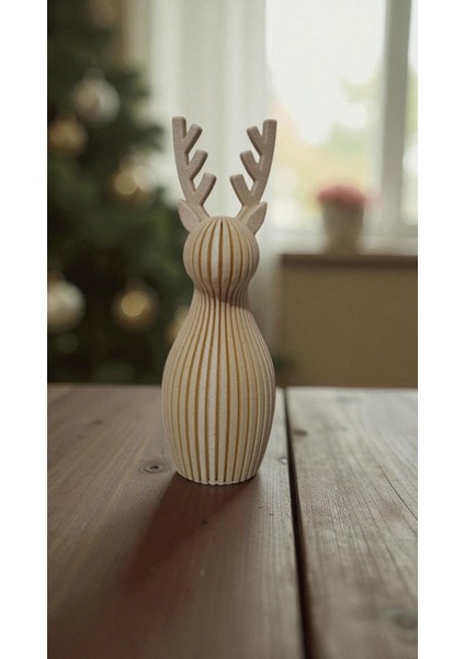 Dekoratif Ahşap Geyik Biblo – Modern Minimalist Masa Üstü Süs Eşyası