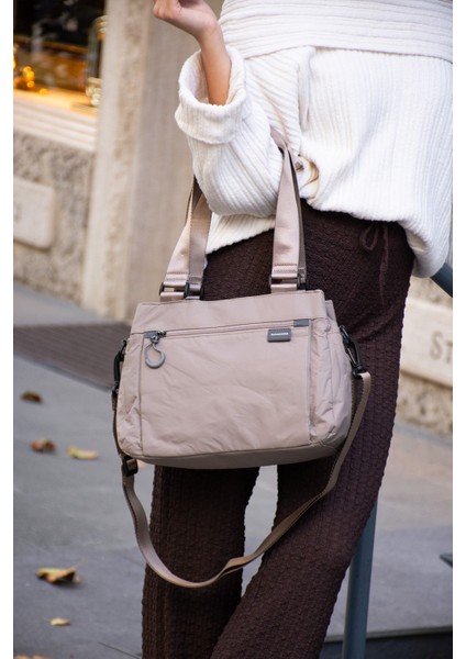 Sanmorris 5 Gözlü Desenli Paraşüt Kumaş Ayarlanabilir Çapraz Askılı El ve Omuz Çantası