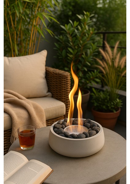 Bioethanol Masa Şöminesi – Modern, Kokusuz ve Siyah Taşlı Set (Bioethanol + Yedek Hazne Hediye ) fırsatları