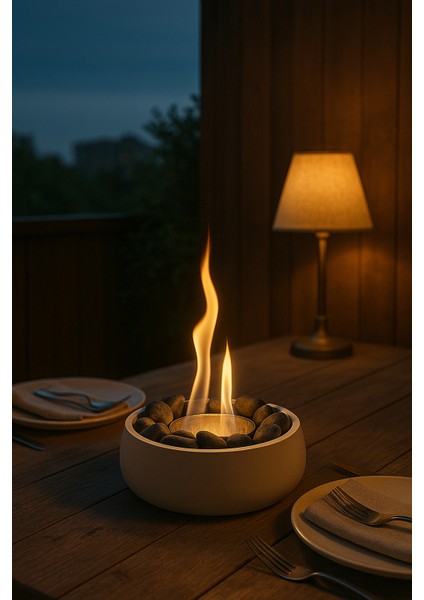 Bioethanol Masa Şöminesi – Modern, Kokusuz ve Siyah Taşlı Set (Bioethanol + Yedek Hazne Hediye ) indirimleri