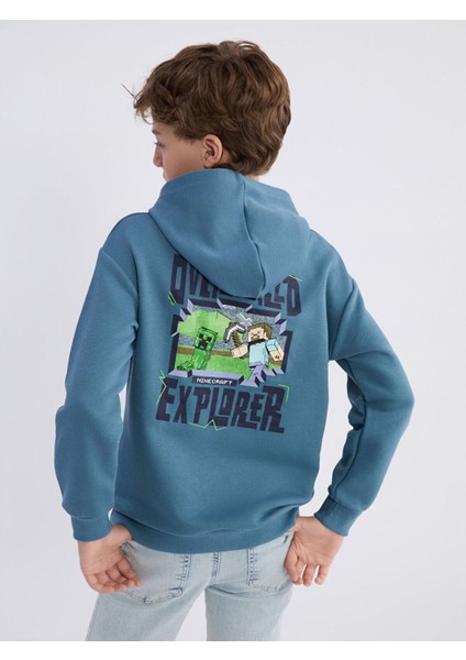 Lcw Yeni Lcw Kidsmavi Kapüşonlu Minecraft Baskılı Erkek Çocuk Sweatshirt