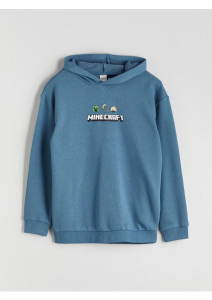 Lcw Yeni Lcw Kidsmavi Kapüşonlu Minecraft Baskılı Erkek Çocuk Sweatshirt modelleri