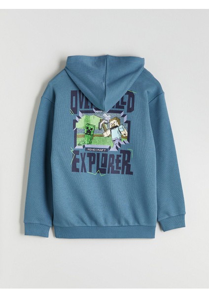 Lcw Yeni Lcw Kidsmavi Kapüşonlu Minecraft Baskılı Erkek Çocuk Sweatshirt