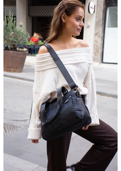 Sanmorris 5 Gözlü Desenli Paraşüt Kumaş Ayarlanabilir Çapraz Askılı El ve Omuz Çantası