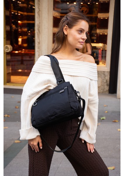 Sanmorris 5 Gözlü Desenli Paraşüt Kumaş Ayarlanabilir Çapraz Askılı El ve Omuz Çantası modelleri