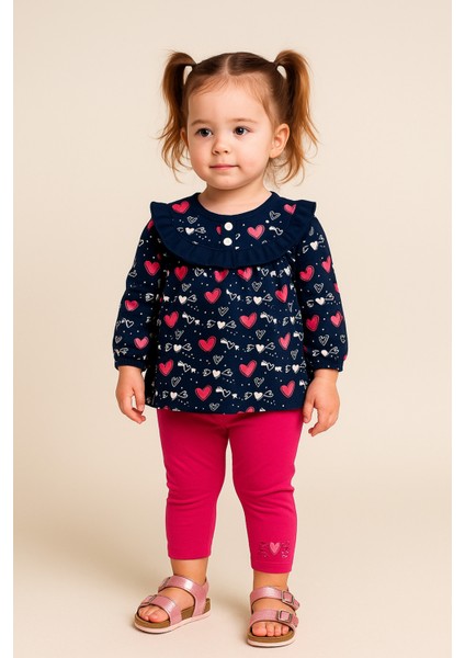 Kız Çocuk Desenli Ikili Takım