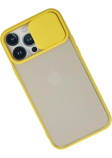 MYT09 iPhone 13 Pro Max Kılıf Palm Buzlu Kamera Sürgülü Silikon - Sarı modelleri