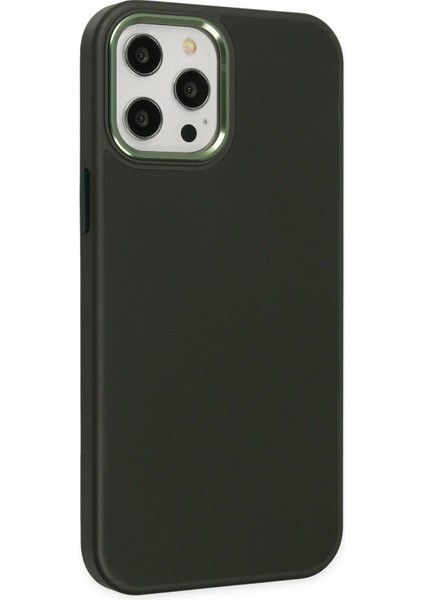 MYT09 iPhone 12 Pro Max Kılıf Asya Deri Silikon - Koyu Yeşil fiyatları