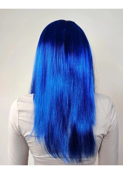Mavi Renk Uzun Parti Peruğu modelleri