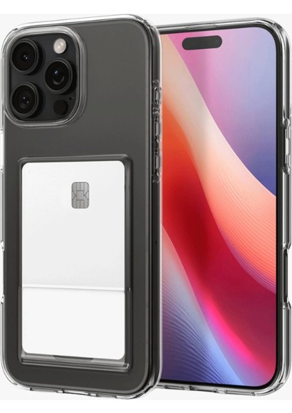 MYT09 iPhone 16 Pro Max Kılıf Kart Şeffaf Silikon - Şeffaf