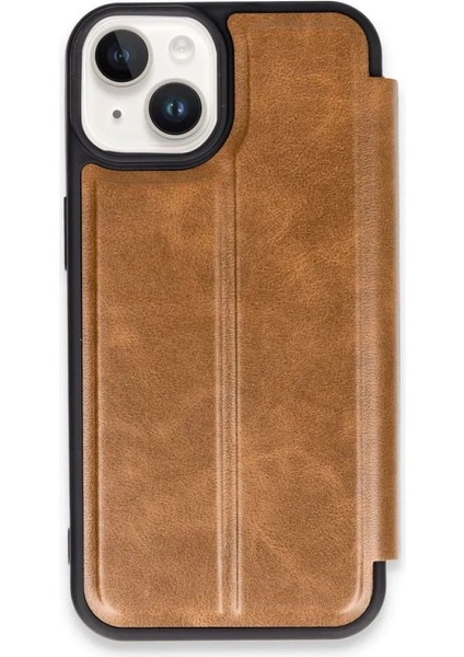 MYT09 iPhone 15 Kılıf Flip Cover - Taba