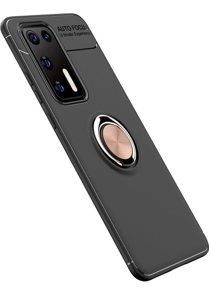 MYT09 Huawei P40 Kılıf Range Yüzüklü Silikon - Siyah-Gold fiyatları