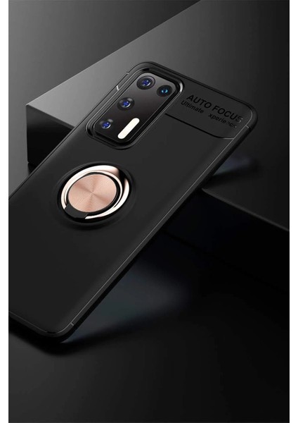 MYT09 Huawei P40 Kılıf Range Yüzüklü Silikon - Siyah-Gold modelleri