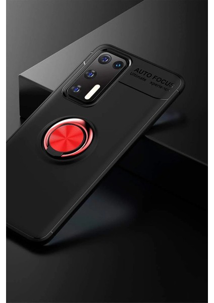 MYT09 Huawei P40 Kılıf Range Yüzüklü Silikon - Siyah-Kırmızı modelleri