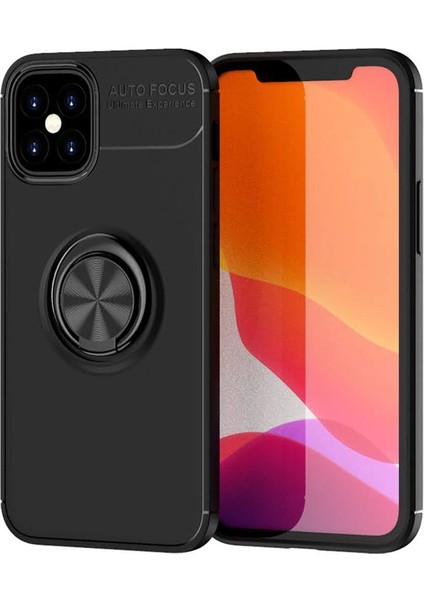 MYT09 iPhone 12 Mini Kılıf Range Yüzüklü Silikon - Siyah