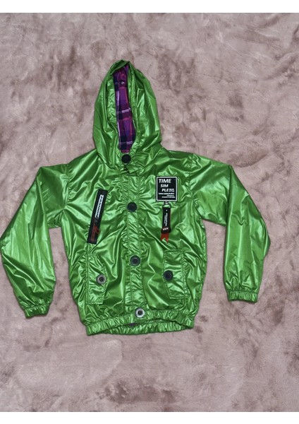 2-8 Yaş Arası Erkek Çocuk Kapşonlu Astarlı Mont Yağmurluk Bennetton Yeşil modelleri