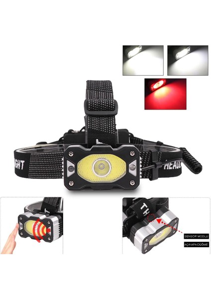 4 Modlu Sensörlü Şarjlı Güçlü Kafa Lambası WT-248