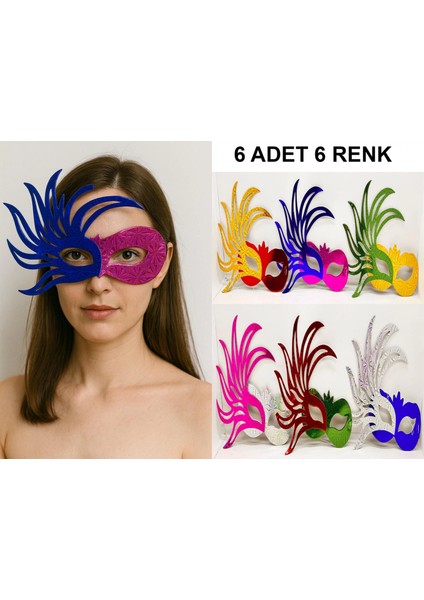 639LI Renkli Balo Maskesi Seti | Karton Lastikli (Yetişkin-Çocuk Uyumlu)