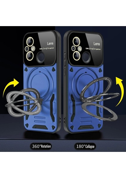 MYT09 Xiaomi Redmi 12C Kılıf Joy Lens Standlı Kapak - Koyu Yeşil fiyatları