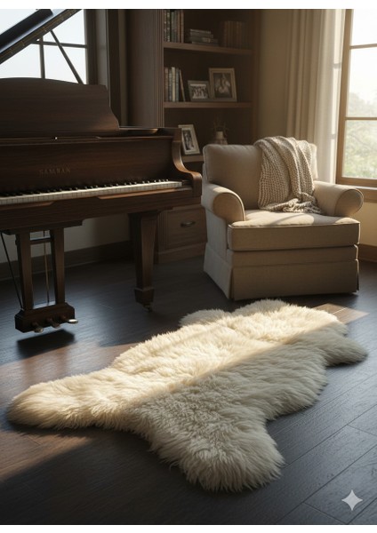 Doğal Işlenmemiş Hiç Kırpılmamış Gerçek Koyun Postu , Halı, Oldukça Etli Posteki