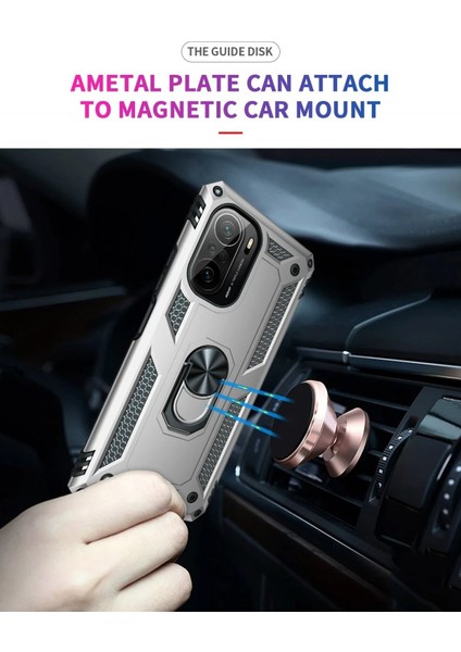 MYT09 Xiaomi Poco F3 Kılıf Sofya Yüzüklü Silikon Kapak - Gümüş