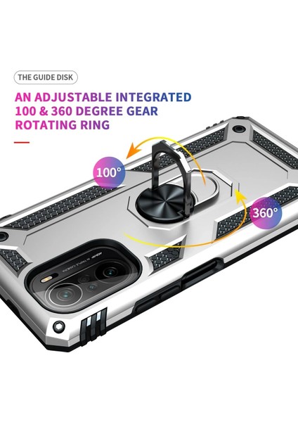 MYT09 Xiaomi Poco F3 Kılıf Sofya Yüzüklü Silikon Kapak - Gümüş