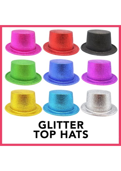 Karışık Renk Simli Silindir Parti Şapkaları (12 Adet) fiyatları