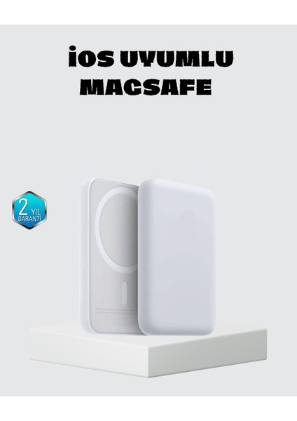 Nrzsnt Magsafe 15W Kablosuz Hızlı Şarj, Lightning Girişli Taşınabilir Batarya
