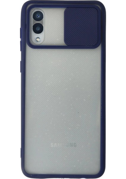 MYT09 Samsung Galaxy A02 Kılıf Palm Buzlu Kamera Sürgülü Silikon - Lacivert