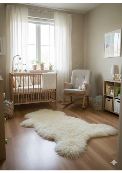 Doğal Işlenmemiş Hiç Kırpılmamış Gerçek Koyun Postu , Halı, Oldukça Etli Posteki