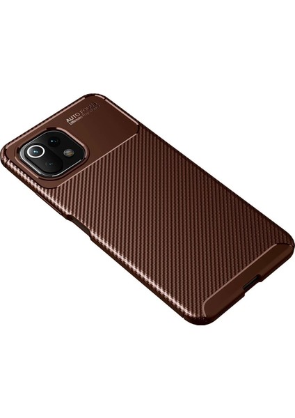 MYT09 Xiaomi Mi 11 Lite Kılıf Auto Focus Karbon Kapak - Kahverengi fırsatları