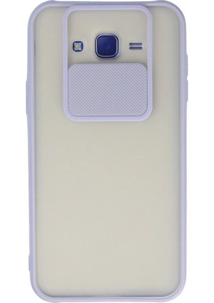 MYT09 Samsung Galaxy J7 Kılıf Palm Buzlu Kamera Sürgülü Silikon - Lila
