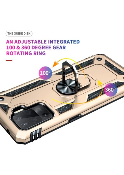 MYT09 Oppo Reno 5 Lite Kılıf Sofya Yüzüklü Silikon Kapak - Gold