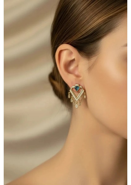 VIP Üçgen Mavi Küpe