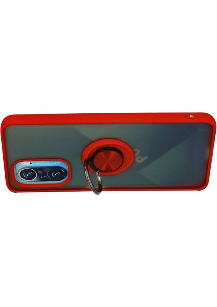 Xiaomi Redmi K40 Kılıf Montreal Yüzüklü Silikon Kapak - Kırmızı modelleri