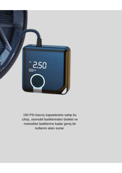 Nrzsnt 6000MAH Bataryalı Type-C Şarjlı Mini Hava Kompresörü LED Işıklı fiyatları