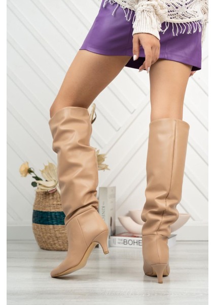 ZRİN-2001 Nut Ince Topuklu Körüklü Premium Kadın Çizme fiyatları