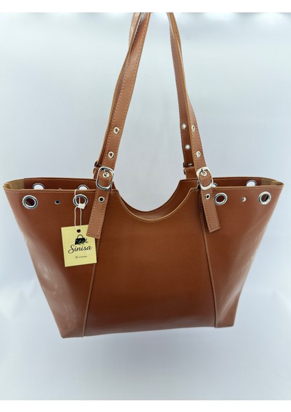 Kadın Halka ve Kemer Toka Detaylı Suni Deri El ve Omuz Çantası