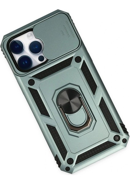 iPhone 14 Pro Max Kılıf Pars Lens Yüzüklü Silikon - Yeşil modelleri