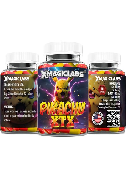 Xmagıclabs Pikachu Xtx SR9011 - Gw Cardarine - S4 Andarine - S24 Grape Seed 30 Caps