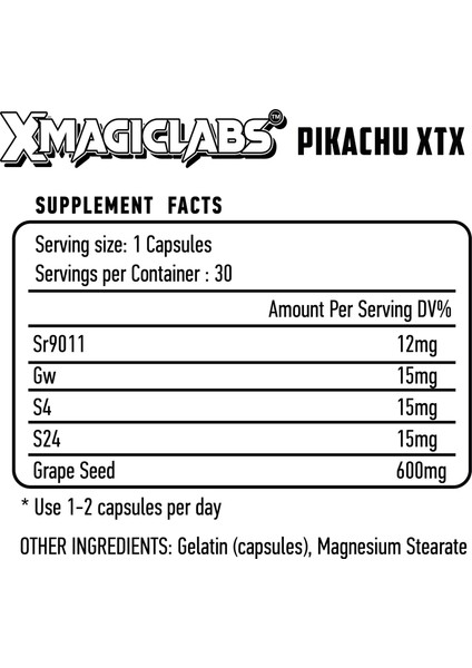 Xmagıclabs Pikachu Xtx SR9011 - Gw Cardarine - S4 Andarine - S24 Grape Seed 30 Caps modelleri