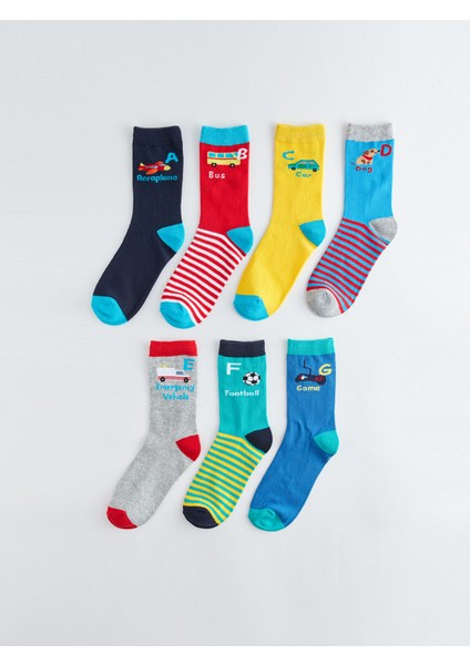Yeni Sezon Desenli Erkek Çocuk Soket Çocuk 7'li